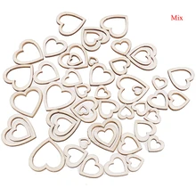 50 шт. Комплект «сделай сам» деревянный декор пустое сердце смешанные для искусства украшения для скрапбукинга ремесла свадебный Декор