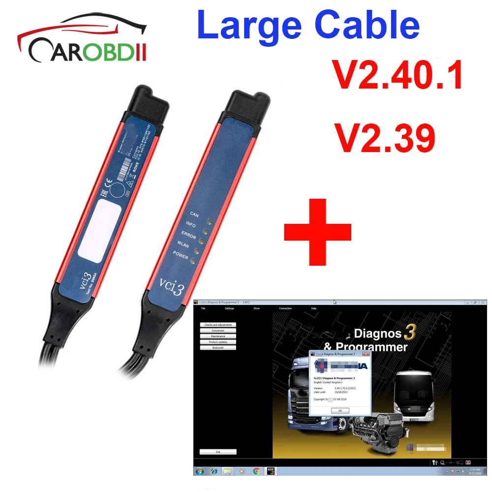 

2019 Latest Truck Scanner Cable VCI3 V2.39 V2.40.1 SDP3 VCI3 Scanner VCI3 SDP3 VCI-3 Heavy DutyTruck Diagnosis WIFI