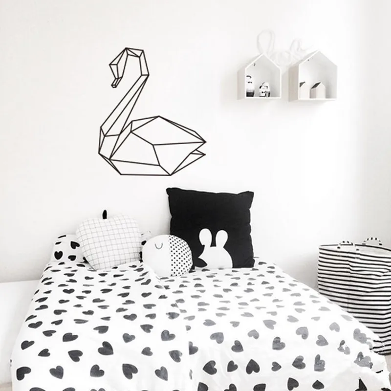 High-quality-children-products-Nordic-ins-exclusive-custom-geometry-swan-sticker-dot-pattern-green-PVC-wall