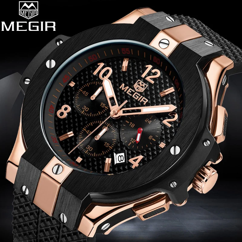 

MEGIR New Brand Men Military Sport Watches Mens Casual Chronograph Quartz Watch Man Waterproof Analog Clock Relogio Masculino