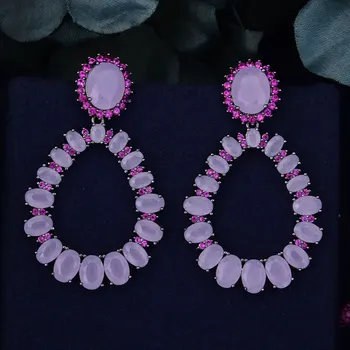 

GODKI 49MM Water Drop Design Fashion Multicolor Cubic Zirconia Women Dress Engagement Party Earring Jewelry Gift