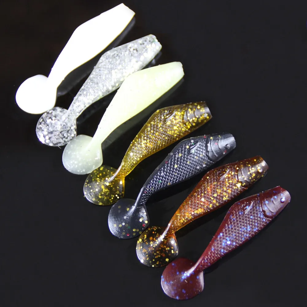 20pcsLot Fishing Soft Lures Silicone Shad 5cm 1.6g Worm Soft Plastic Shad Leurre Souple Shad Fishing Lure Bait Tackle  (2)