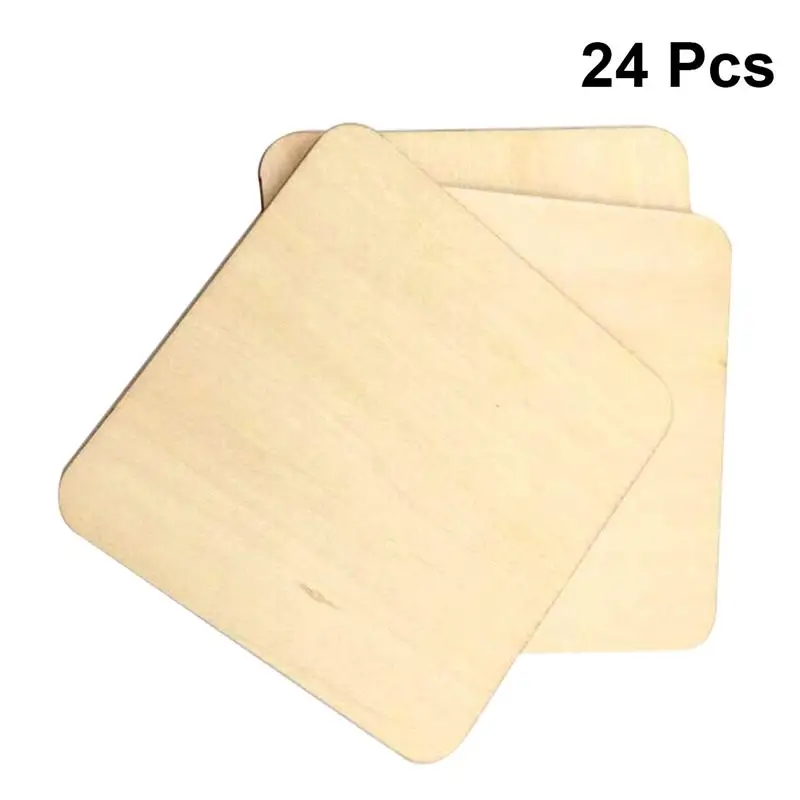 24pcs Natural Wooden Cup Mat Coaster 10cm Solid Color Square Heat Resistant Household Cup Drinks Bowl Pad Kitchen Supplies A3