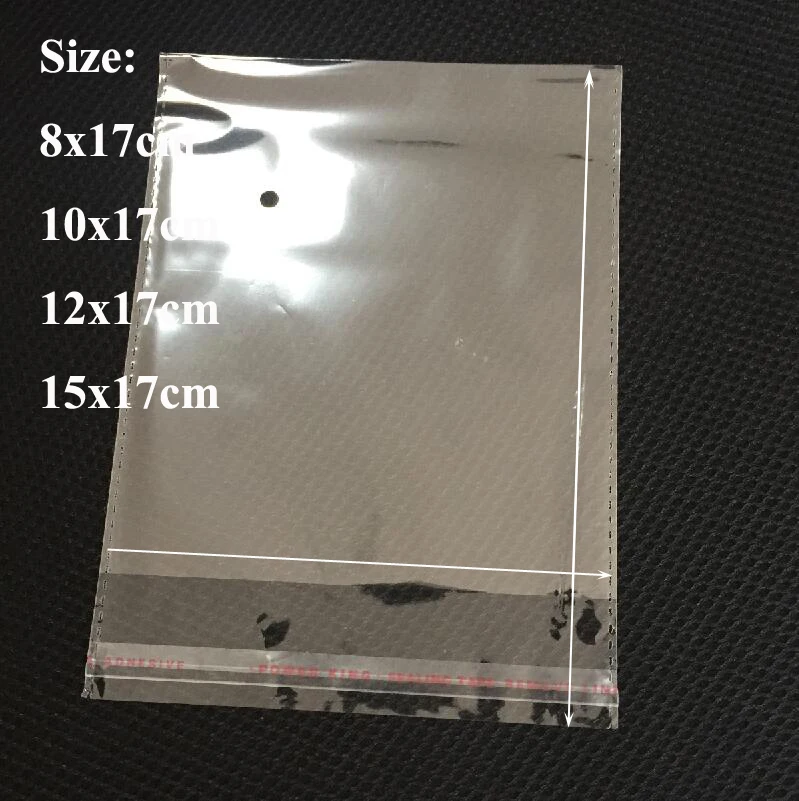 400pcs/lot 8x17 10x17 12x17 15x17cm Clear Self-adhesive OPP Bags With Holes DIY Jewelry Candy Pouches Plastic Packaging | Украшения и