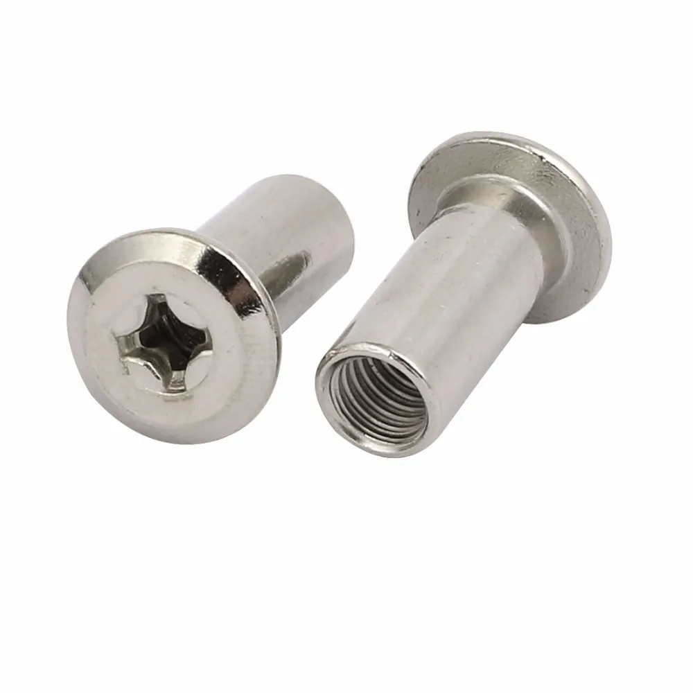 

UXCELL Hot Sale 20PCS Carbon Steel Rivet Hex Socket Phillips Head Insert Nut Barrel Nut Silver Tone