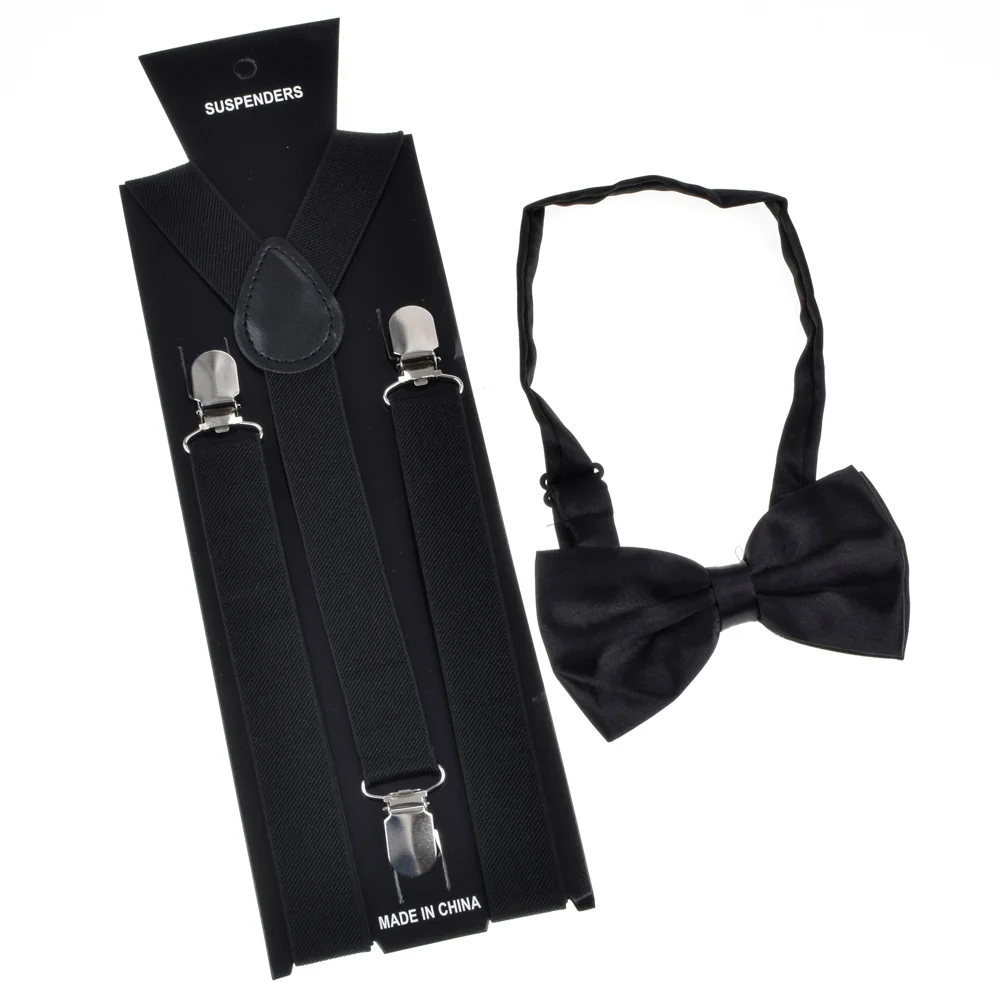 Bow tie Suspender Set Adjustable Elastic Wedding Belt Strap Shirts Brace For Men Women - Цвет: I