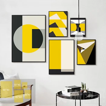 

Modern Abstract Yellow Canvas Painting Pictures Print for Living Room Poster Decor for Home Decoration Wall Art Mural No Framed