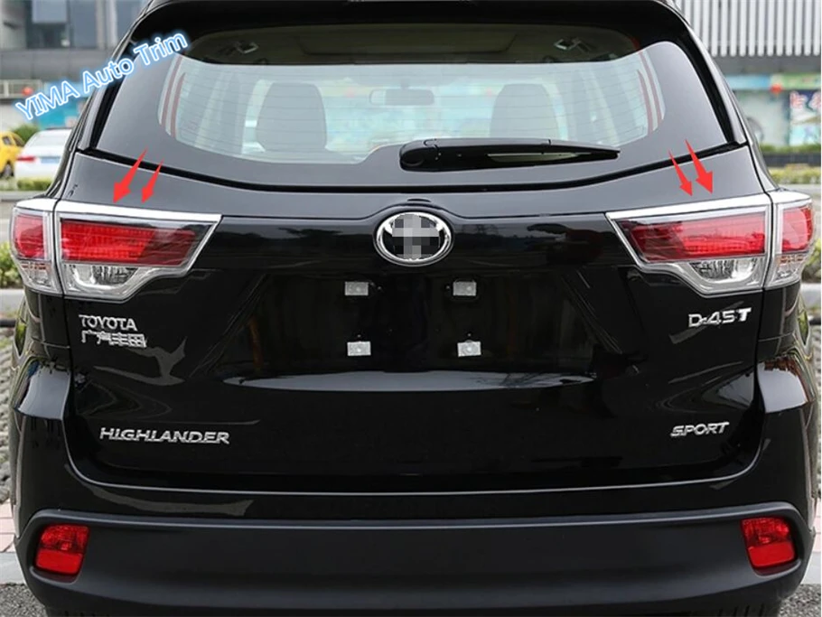

Lapetus Auto Styling Chrome ABS Rear Light Tail Lamp Eyelid Eyebrow Trim Cover 4 Piece For Toyota Highlander 2014 2015 2016