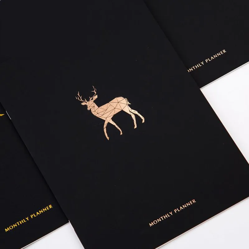

Coloffice 1PC Creative Memo 2018 Schedule Plan A4 Notepad Stationery Organizer/Planner Weekly Daily Books Black Bronzing Animals