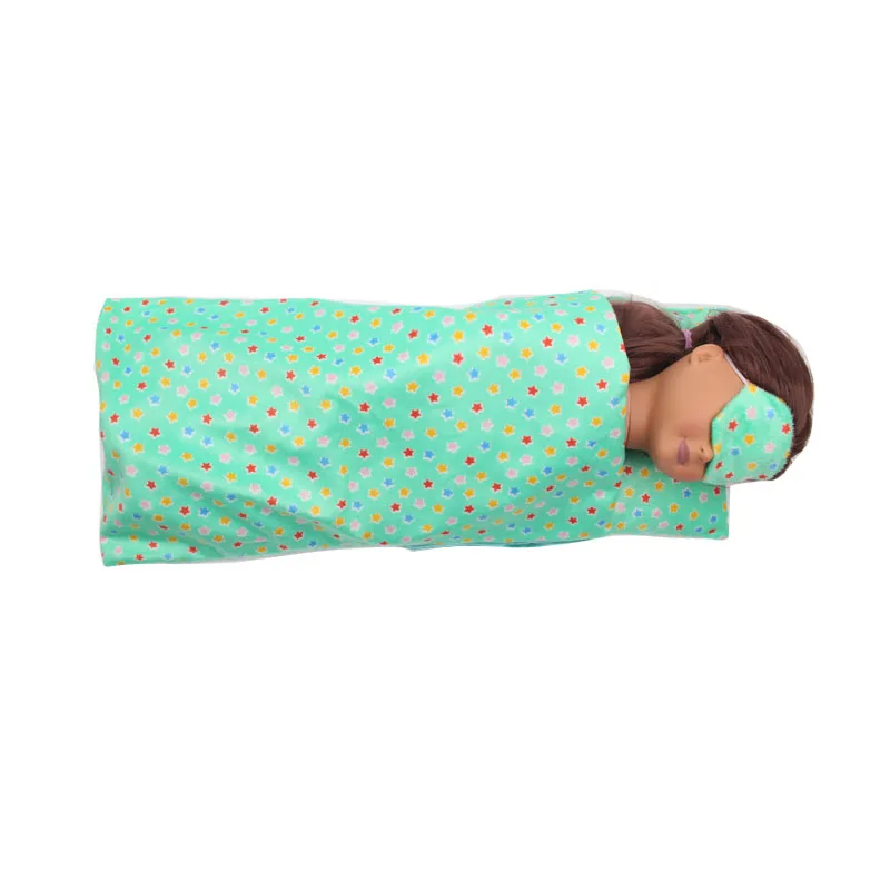 18 дюймов, с круглым вырезом, для девочек спальный мешок кровать+ одеяло+ подушка+ окуляр Американский новорожденных постельные принадлежности для малышей игрушки подходит 43 см для ухода за ребенком для мам, детские куклы, c293