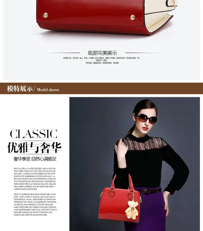 Для женщин Курьерские сумки Лакированная кожа Сумки черный, красный известный Брендовая дизайнерская обувь сумка Высокое качество леди Винтаж В виде ракушки сумка