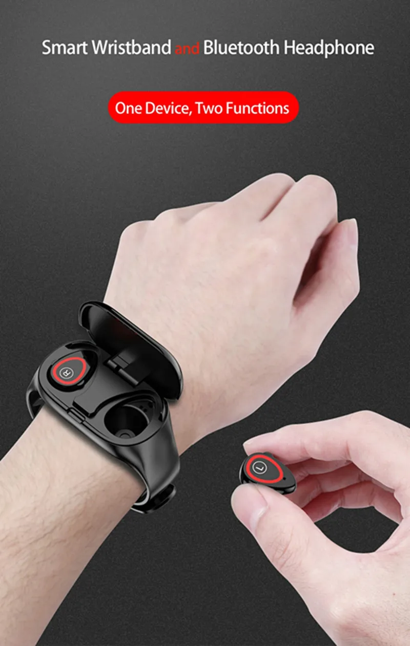 Newest AI Smart Watch Bluetooth Earphone M1 with Heart Rate Monitor Smart Wristband Long Time Standby Sport Watch Men (7)
