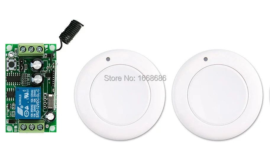 

New DC12V 1CH 10A RF Wireless Remote Control Switch System receiver &2*White wall Panel Sticky relay Remote Smart Home Switch