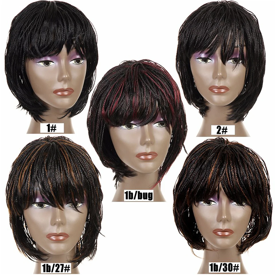 Short Twist Crochet Box Braided Bob Wigs African American