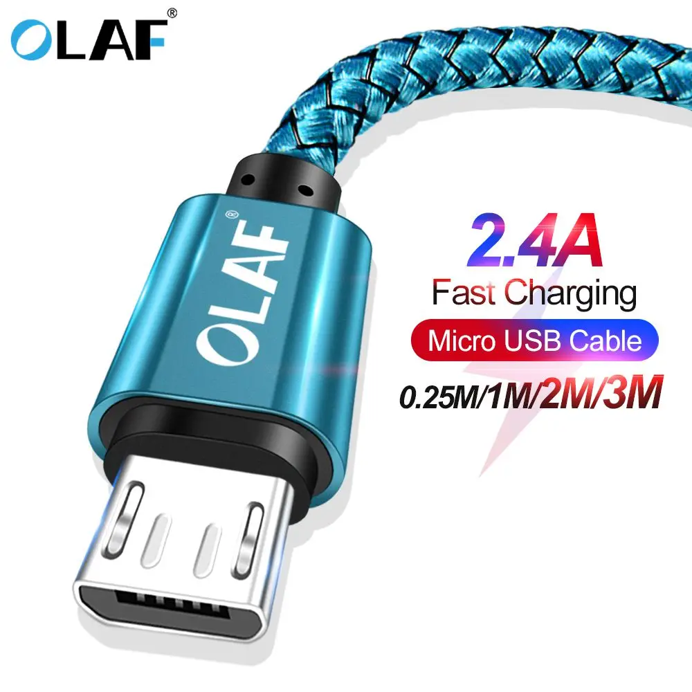 

OLAF Micro USB Cable 2.4A Fast Charging 1M 2M 3M USB Charger Data Cable For Samsung Xiaomi Microusb Android Mobile Phone Cables