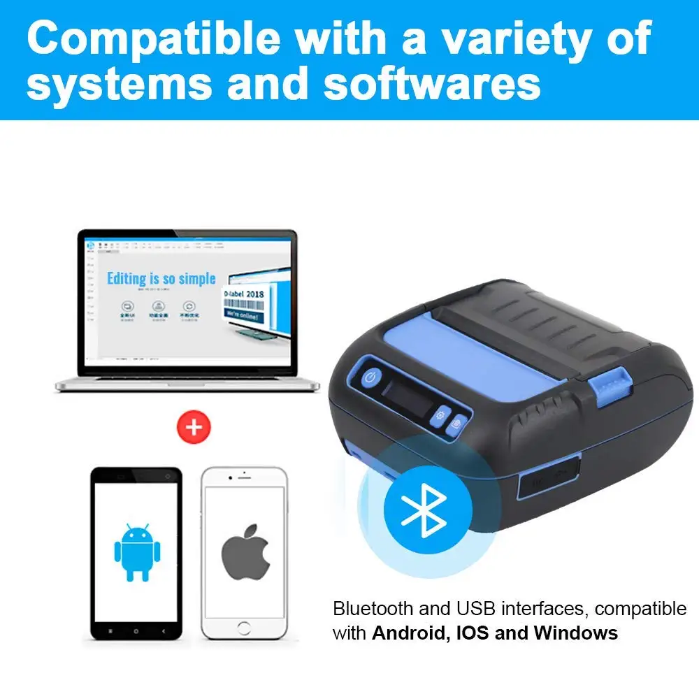 Tera Imprimante d/'étiquettes Portable 300dpi Mini Imprimante d/'étiquetage Thermique Portable Haute Résolution Compatible avec Bluetooth Etiqueteuse pour Le Journal Notes d/'Etudes et Cadeau