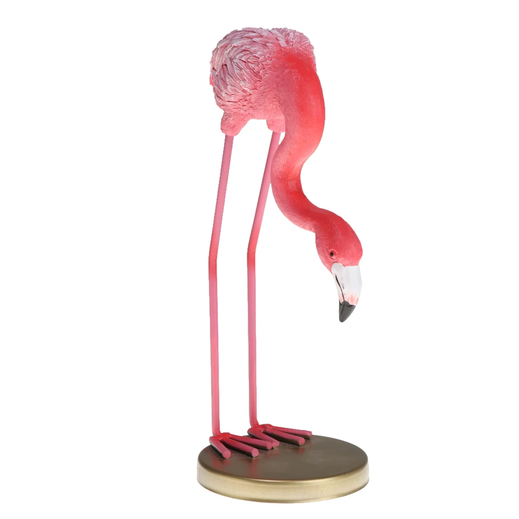 Resin Elegant Flamingo Figurine Animal Model Statue Desk Ornaments for Home Room Decor Office Shop Cafe Display Gifts- Pink