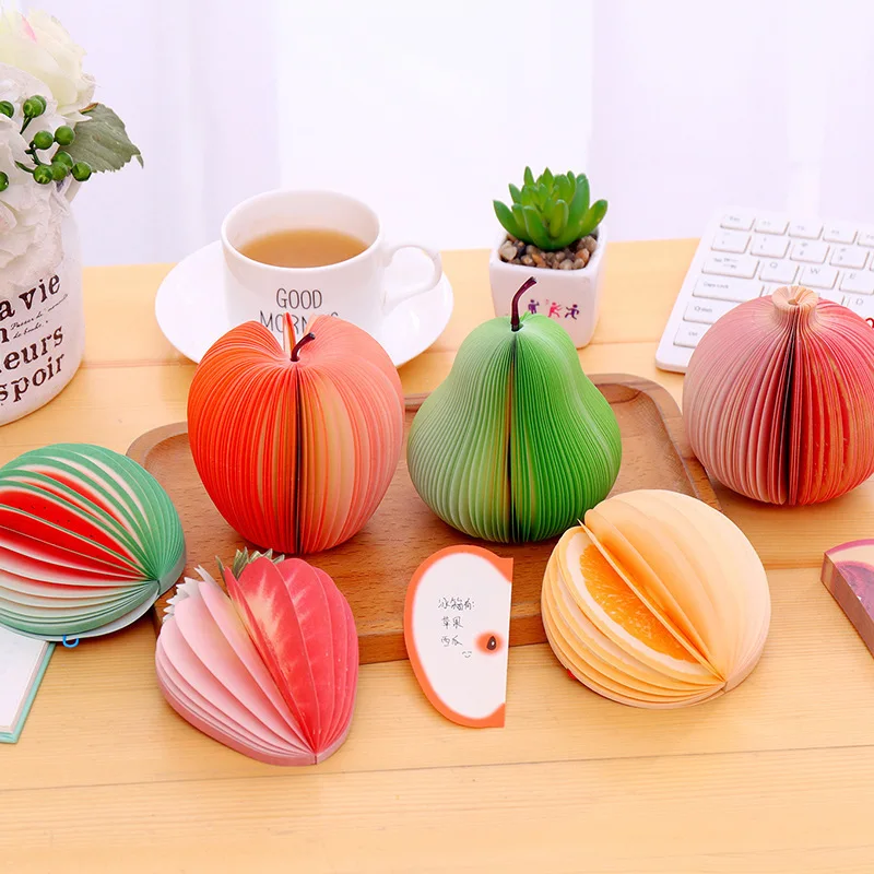 

1 Pcs Cute Cartoon Apple Strawberry Fruit Memo Pad Sticky Notes Memo Notebook Stationery Papelaria Escolar