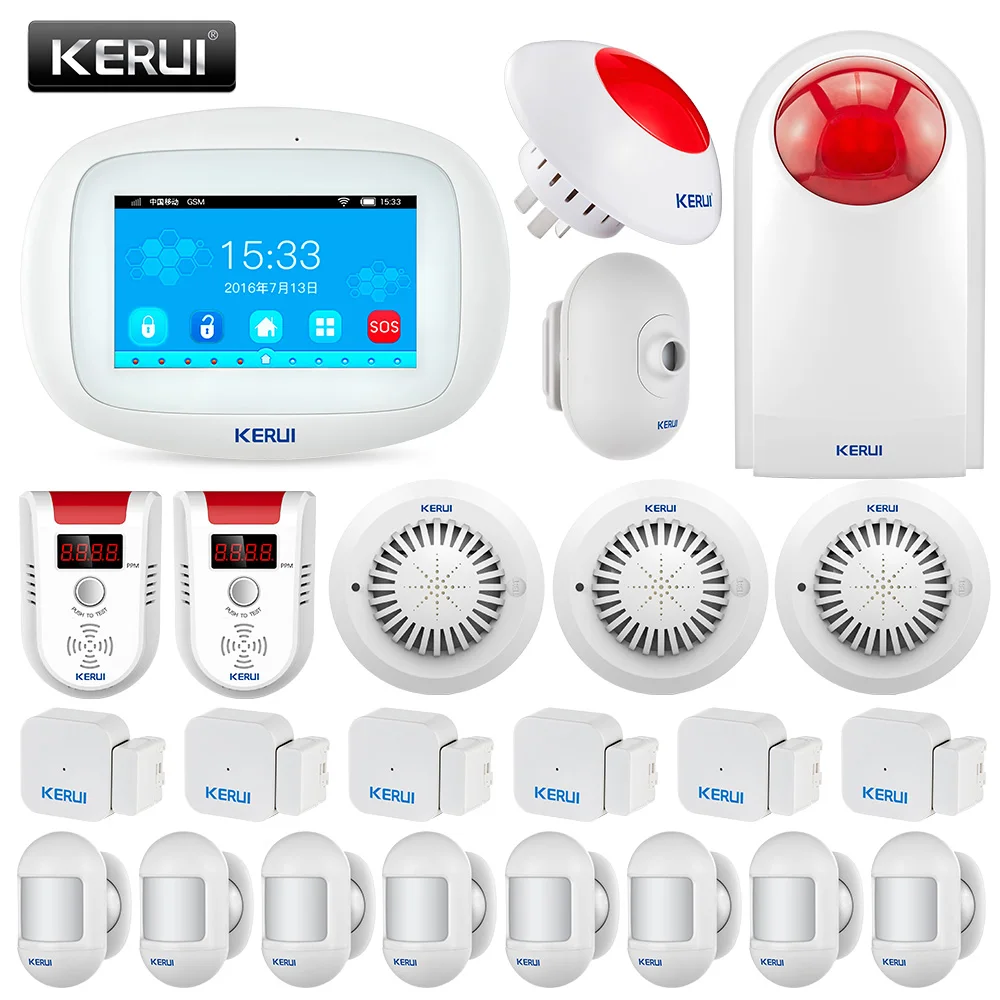

KERUI K52 4.3 Inch TFT Color Touch Screen Wireless home Security Burglar Wifi gsm alarm system With Gas Smoke Fire Detector