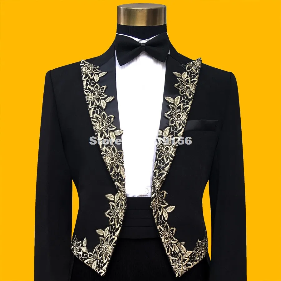 Medieval Prince Men's Suit Golden Embroidery Wedding Tuxedo Drama Show Costume