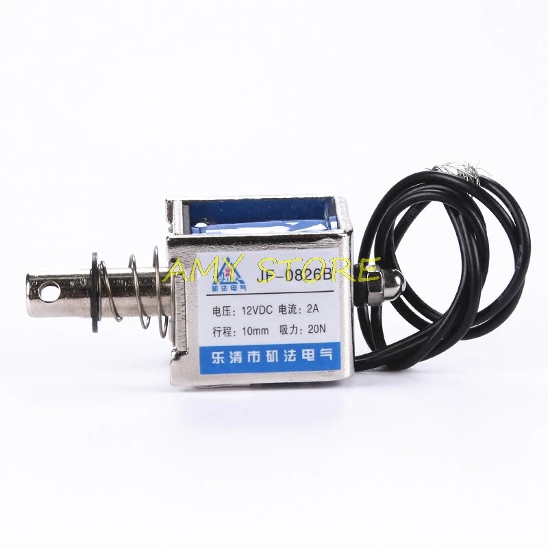 

JF-0826B DC6V 12V 24V Open Frame Solenoid 10mm Stroke Push Pull Type Electronic DC Electromagnet 20N Force