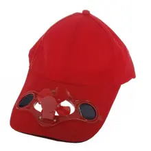 JHO-Red Solar Powered Air Fan Cooled Baseball Hat Camping Traveling
