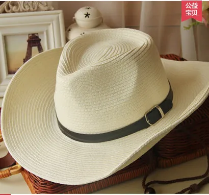 

2017 New Men Women Sunscreen Western Cowboy Hat Trendy Wide Brim Fedora Jazz Hat For Sunbonnet Summer Sun Beach Hat AW7588