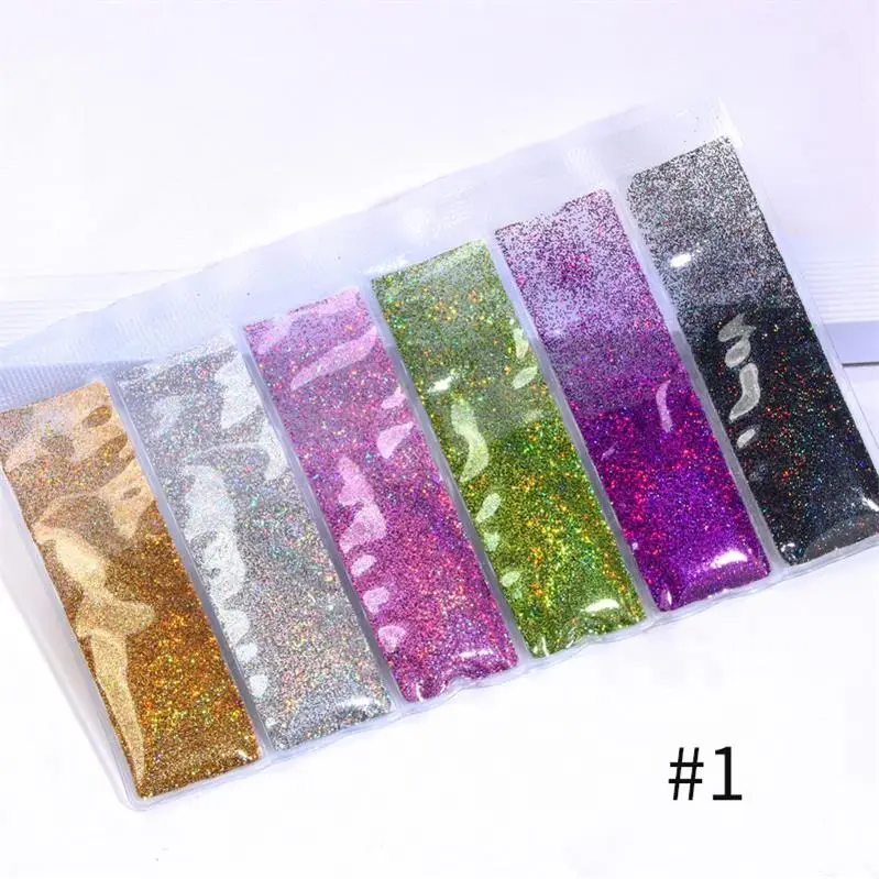 6 Patterns/Bag Holographic Glitter Shining Nail Sequins Mixed Size Crystal Clear AB Non Hotfix Flatback Rhinestones For Nail