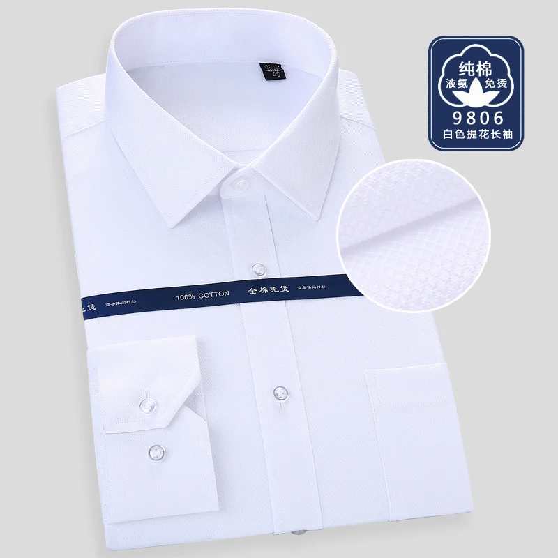 Дизайн, хлопковые мужские рубашки, чистый цвет, деловые официальные рубашки, мужские модные рубашки с длинным рукавом, высокое качество - Цвет: 9806