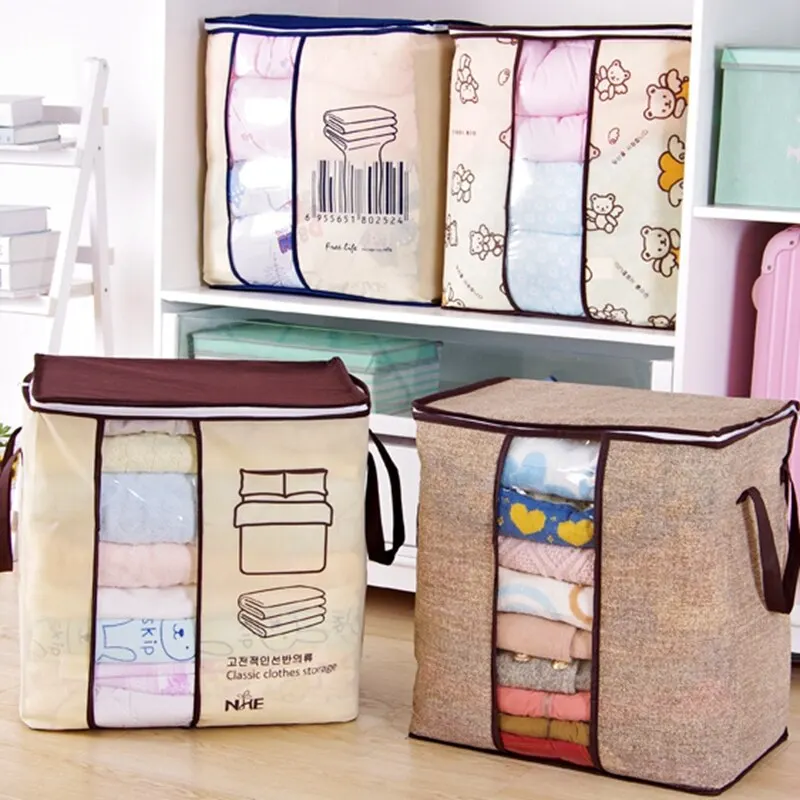 

Storage Bag Organizer Clothes Folding Closet Organizer For Pillow Quilt Blanket Bedding Storage Box Portable Non-woven