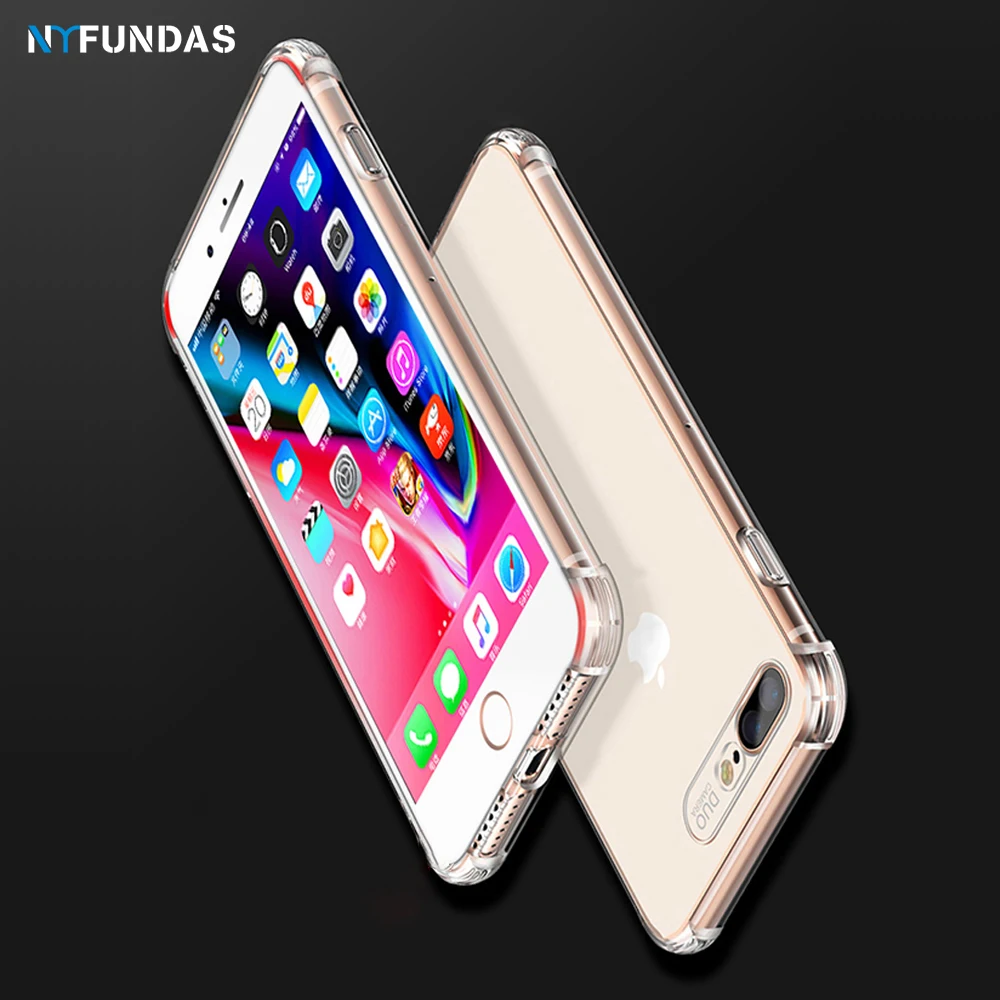 NYFundas для iphone 8 7 6 6s plus чехол 6D кристально чистый Ударопрочный силиконовый мягкий TPU