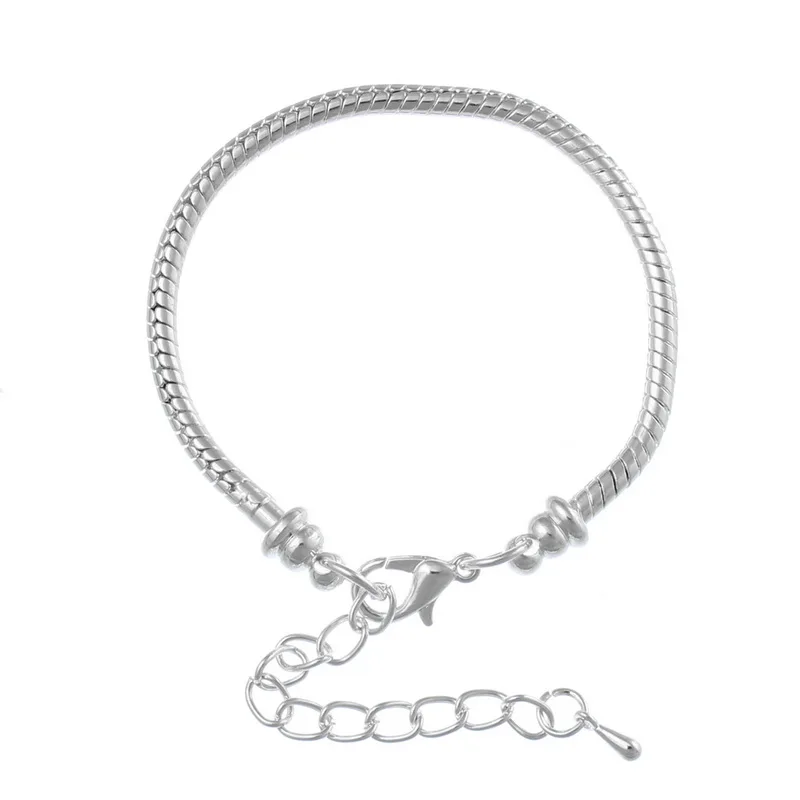 

Copper + Alloy European Style Bracelets Silver Plated 15cm(5 7/8") long, 1 Piece