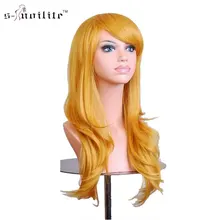 SNOILITE Cosplay Wig 23 Inch Women Halloween Long Curly Synthetic Wigs Yellow Blonde for human Hair
