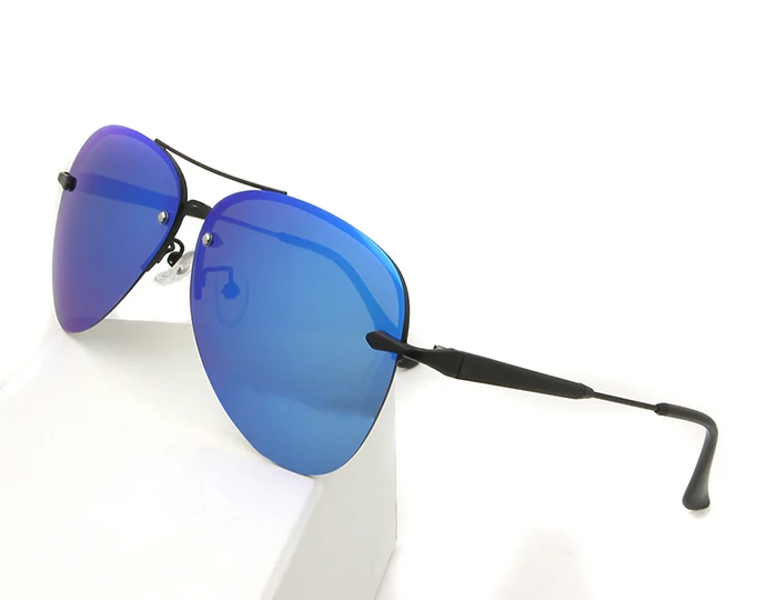 pilot glasses blue Пилот Для Мужчин 'S-поляризованные очки для мужчин, с зеркальным покрытием синий солнцезащитные очки негабаритных без оправы Солнцезащитные очки для женщин UV400 Culos - Цвет линз: pilot glasses blue