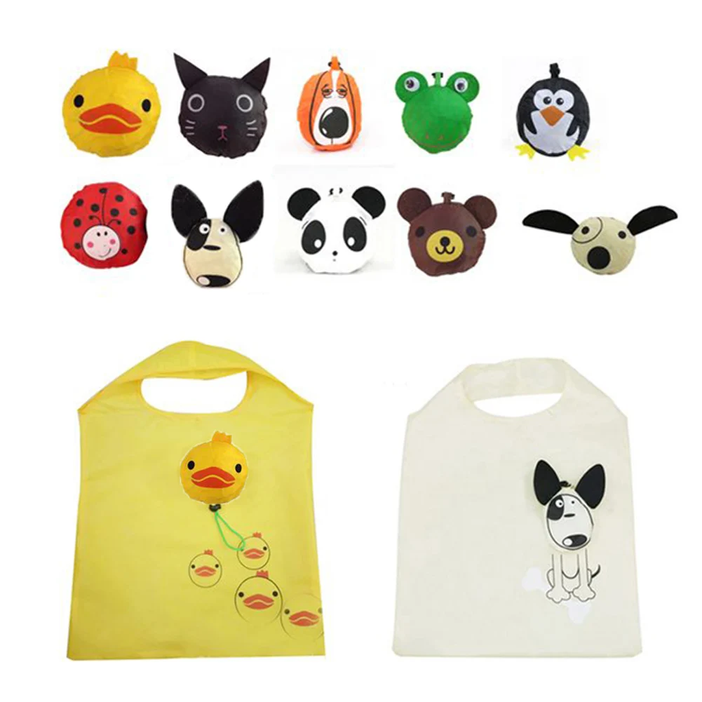 

New Style Cute Shipping Bags Travel Foldable Handbag Grocery Tote Storage Reusable Shopping Bags Funny Animal Bird Panda Bags