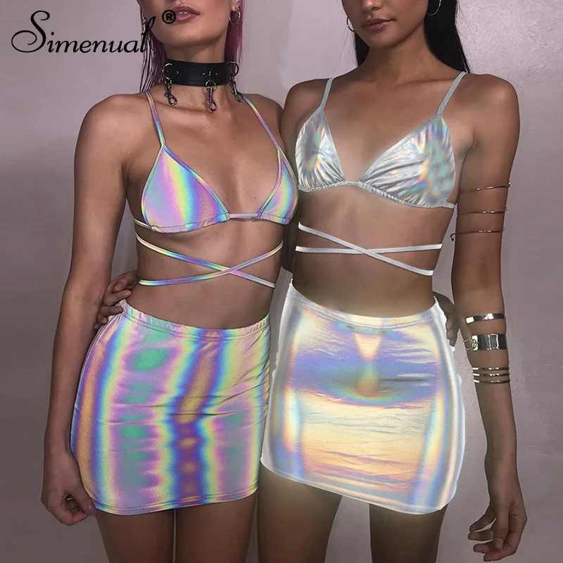 Simenual الفضة الثلاثية الأبعاد مثير حار 2 قطعة تنورة مجموعة النساء كريسس ضمادة وتتسابق Clubwear حزب Bralette و البسيطة التنانير مجموعات Simenual الفضة الثلاثية الأبعاد مثير حار 2 قطعة تنورة مجموعة النساء كريسس ضمادة وتتسابق Clubwear حزب Bralette و البسيطة التنانير مجموعات