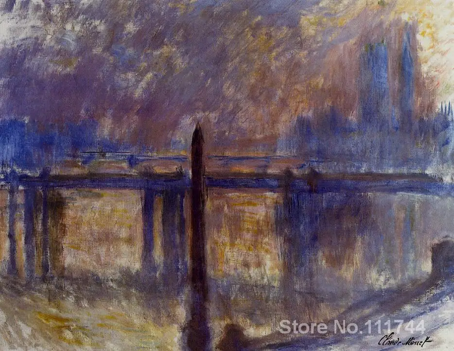 

Canvas paintings Charing Cross Bridge and Cleopatras Needle Claude Monet artwork Hand painted High quality