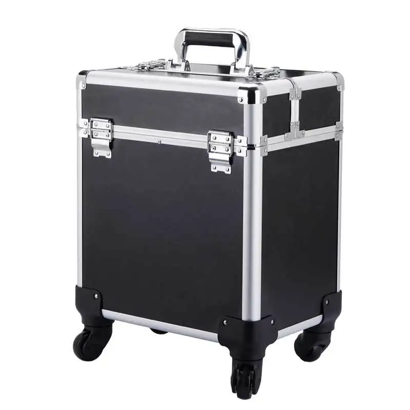 

Professional make up suitcase Cosmetic Case Large Capacity Handheld Aluminum Alloy Embroidery Toolbox Semi-permanent Travel bag