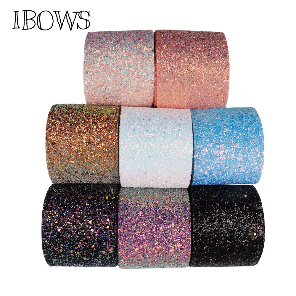 IBOWS 1yard 3'' 75mm Chunky Glitter Ribbon Blingbling Fabric Ribbon Gift Package DIY Hair bows Material Sewing Accessories