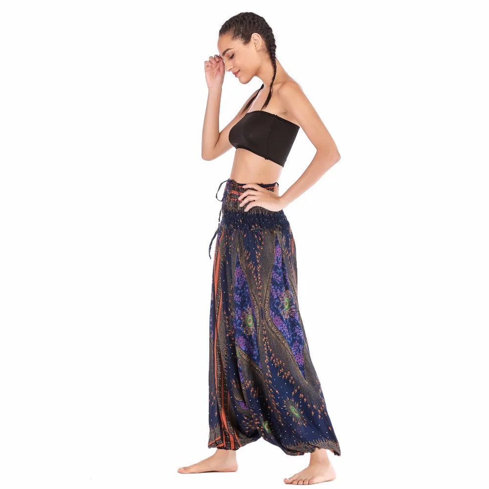 Big Peacock eye navy gold jumpsuit harem pant BPEJ001 (3)