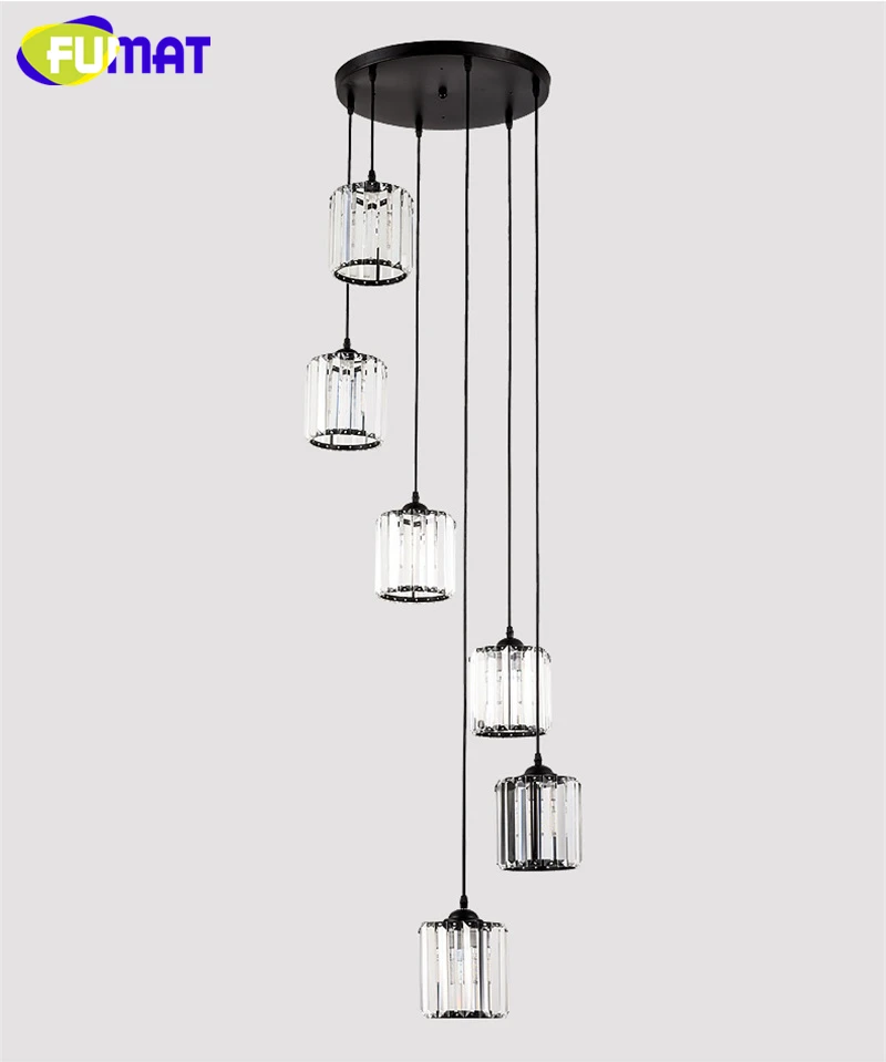 FUMAT Crystal K9 Stairs Rotation Ceiling Lamps Chandelier Lighting Hanging Lights LED Fixture American Modern Style Villa Stairs 22