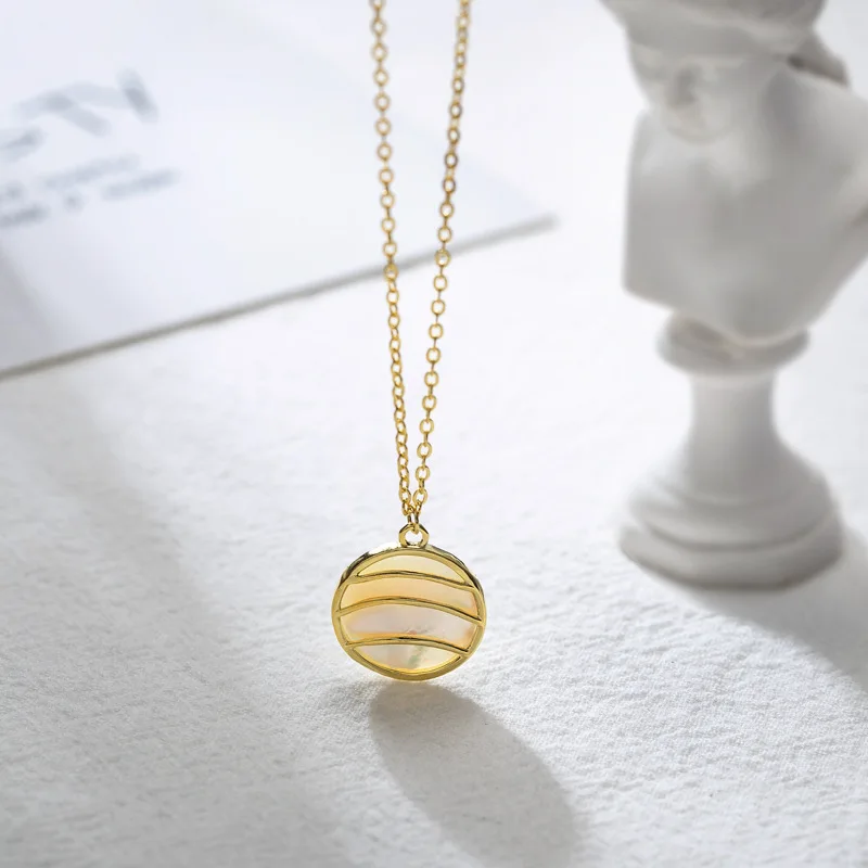 Silvology 925 стерлингового серебра белый корпус круглое ожерелье роскошный минималистичный Французский женский кулон ожерелье Модные ювелирные изделия