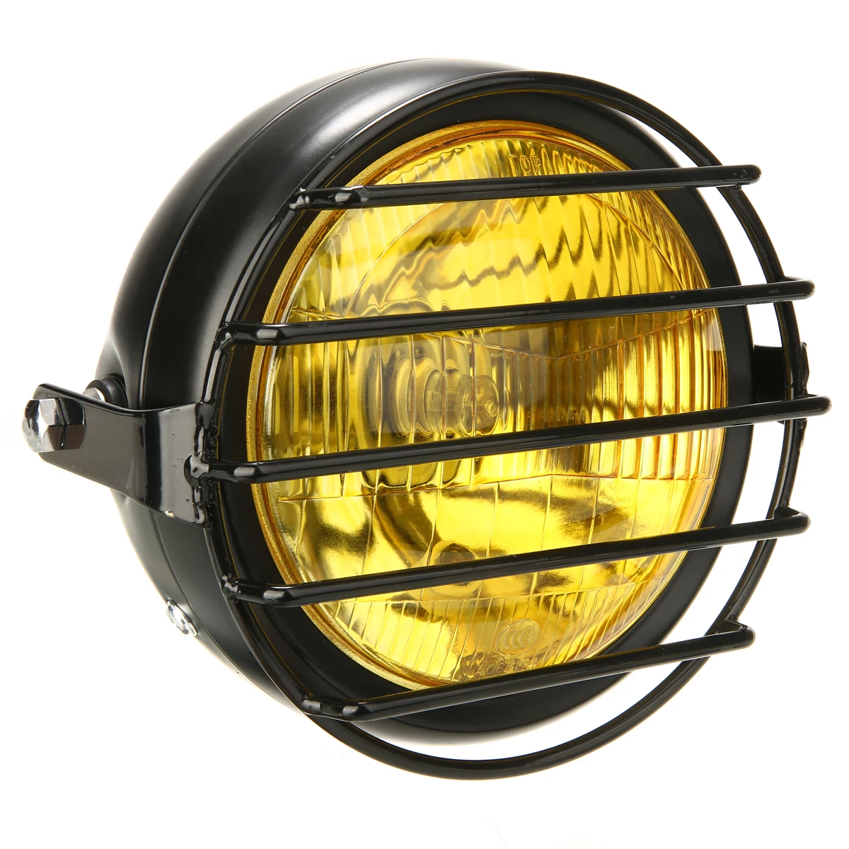 Mayitr 6.5" Motorcycle LED Headlight + Grill Cover Set For Black Retro Cafe Racer Moto 12V 35W