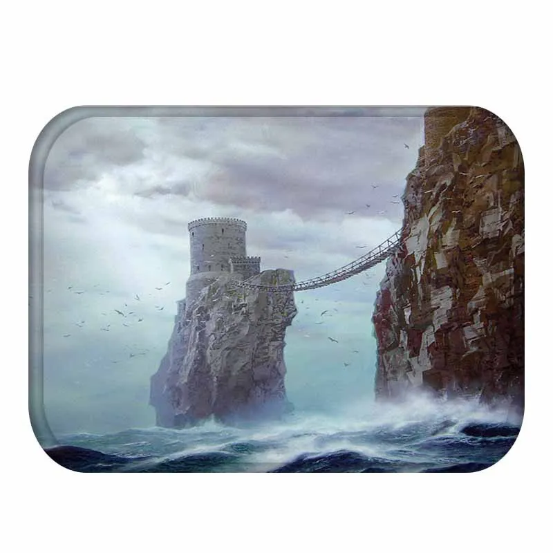 New Welcome Mats Retro Castle Print Area Rug Doormats Bathroom Kitchen Carpet Home Sand Free Mats Living Room Anti-Slip Rug