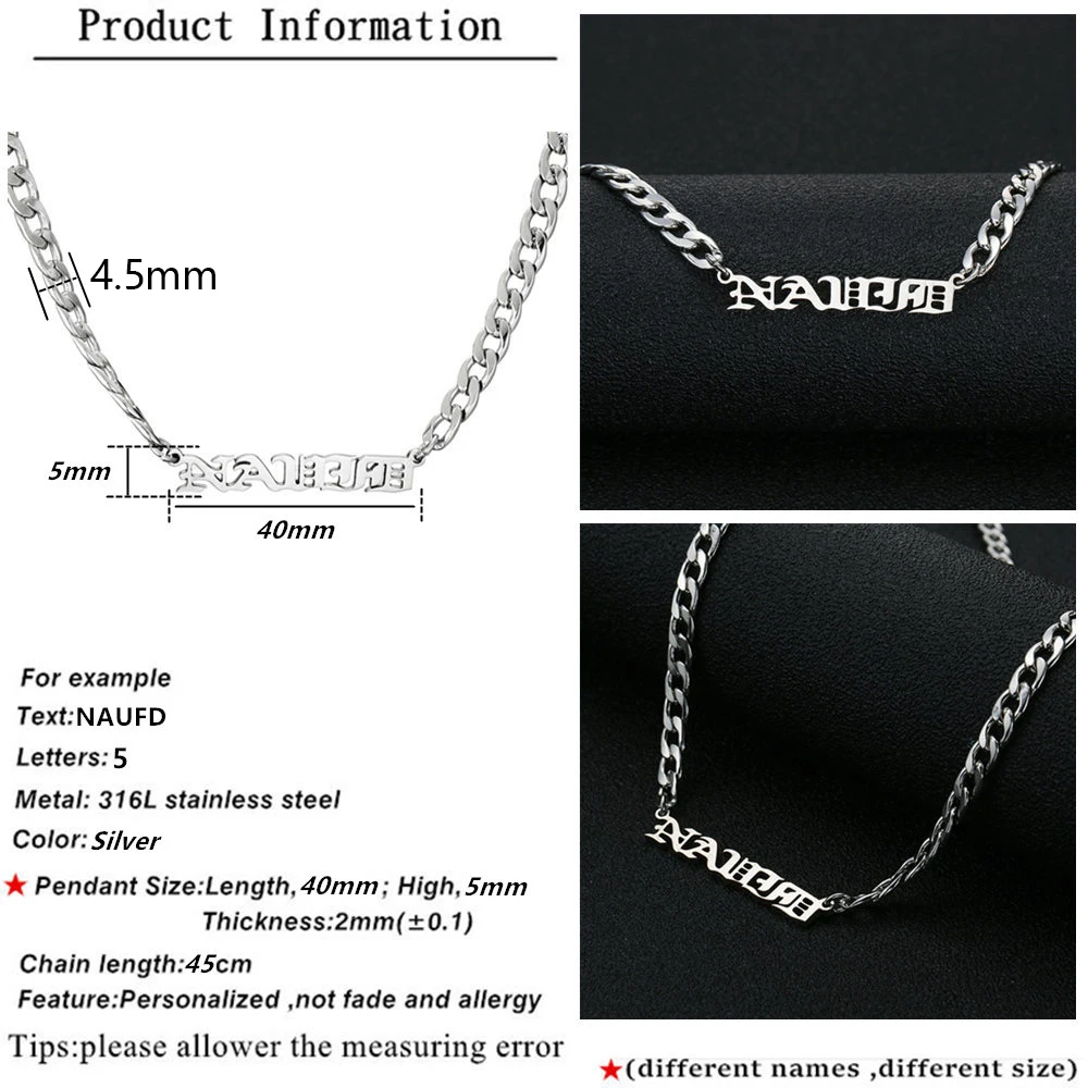 Apl Custom Old English Choker Stainless Steel Personalized Name Apl Custom Old English Choker Stainless Steel Personalized Name Plate Necklaces Pendants For Women Jewelry Gift In Pendant From