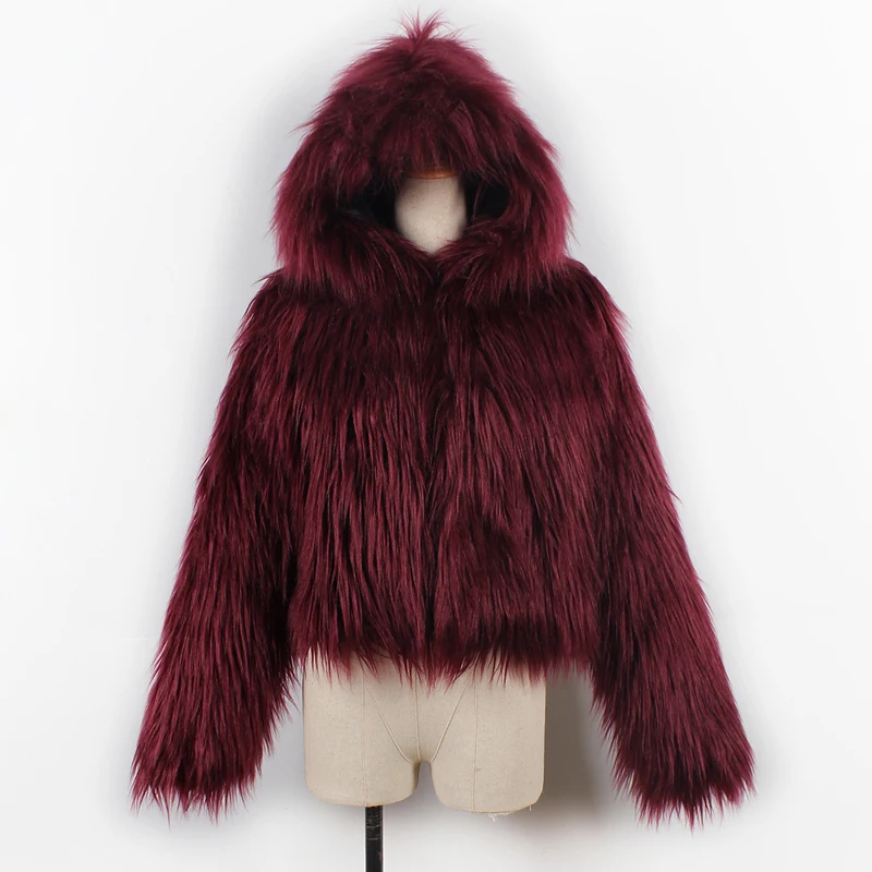 ZADORIN/10 цветов, осенне-зимнее пальто из искусственного меха с капюшоном и длинным рукавом, женская короткая пушистая искусственная Меховая куртка, большие размеры, уличная одежда