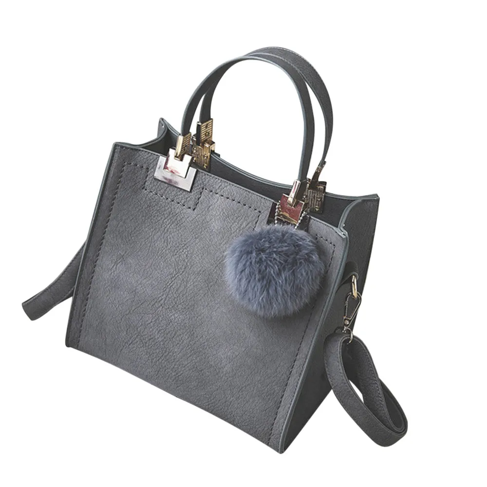 

Women Leather Handbags Casual Tote bags Crossbody Bag Brand Women Handbag Totes Bags for Women Messenger Bag with Fur Ball #L5