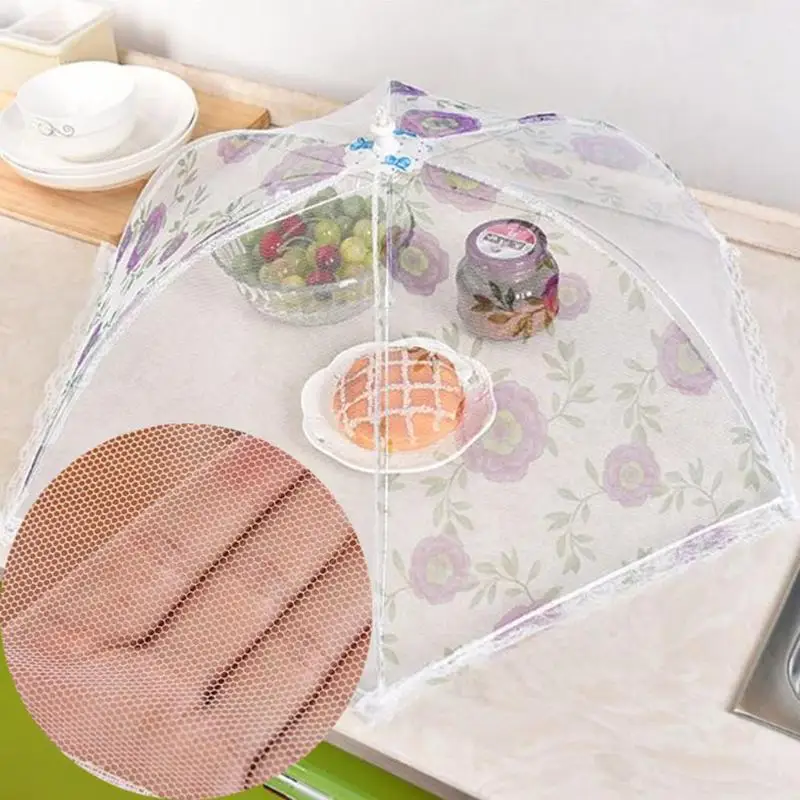 Home Food Cover Anti Mosquito Fly Resistant Lace Foldable Umbrella Table Desk Food Cover for Kitchen Gadget Outdoor Picnic