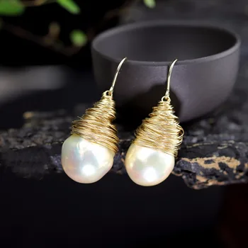 

L&P Elegance Natural Pearl Earrings For Women 100% 925 Silver Ring , New Fashion Baroque Jewelry Wholesale For Birthday Gift