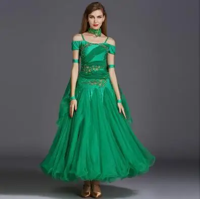 

Free ship adult womens green luxury ballroom dress/latin dance dress/stage performance